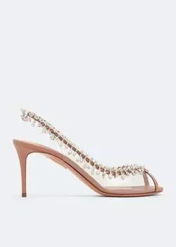 Сандалии AQUAZZURA Temptation crystal sandals, нейтральный