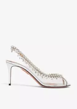Сандалии Aquazzura Temptation Crystal, серебряный