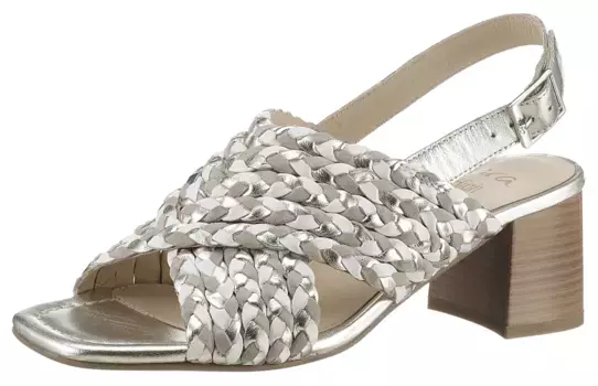 Сандалии Ara "BRIGHTON", летняя обувь, босоножки, каблук-блок, плетеный вид, удобная ширина G, кремовый