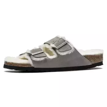 Сандалии Arizona из овчины с двумя ремешками Birkenstock, цвет Lime Gray