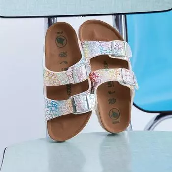 Сандалии Arizona Vegan – детские Birkenstock, цвет Hologram Lavender/Microfiber