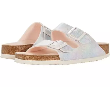 Сандалии Arizona Vegan Iridescent Birkenstock, переливающаяся светло-розовая микрофибра