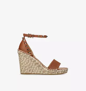 Сандалии эспадрильи из кожи Rockstud 105 Valentino Garavani, коричневый