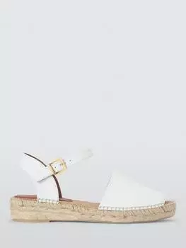 Сандалии-эспадрильи на танкетке с открытым носком kali из кожи кали John Lewis, белый