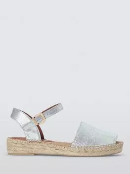 Сандалии-эспадрильи на танкетке с открытым носком kali из кожи кали John Lewis, серебряный