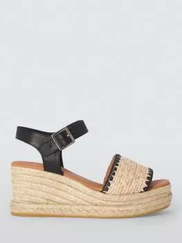 Сандалии-эспадрильи на танкетке с отстрочкой из рафии kings AND/OR, цвет Black/Straw