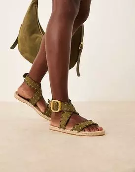 Сандалии-эспадрильи с отделкой в стиле джаз ASOS DESIGN цвета хаки