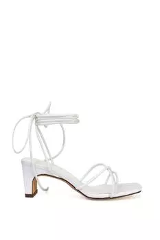 Сандалии Atlas на тонком среднем каблуке с квадратным носком и шнуровкой на ремешках XY London, белый