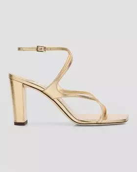 Сандалии Azie с металлизированным ремешком на щиколотке Jimmy Choo, цвет Gold