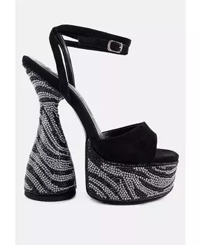 Сандалии Backstage на очень высокой платформе, украшенные стразами London Rag, черный