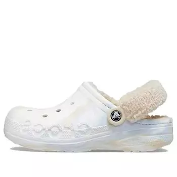 Сандалии baya lined fuzz strap marbled clog 'white multi' Crocs, белый