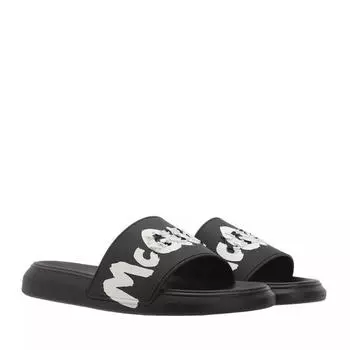 Сандалии beach sandal slides rubber black/white Alexander Mcqueen, черный