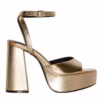 Сандалии Bershka Metallic Heeled Platform, золотой