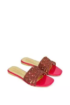 Сандалии без шнуровки на плоской подошве с блестящими ремешками 'Sam' и стразами XY London, розовый