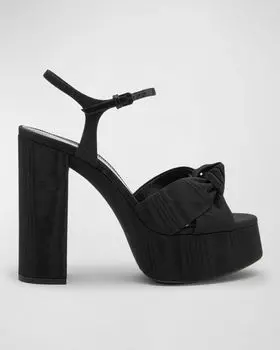 Сандалии Bianca на платформе с завязками Saint Laurent, цвет Nero
