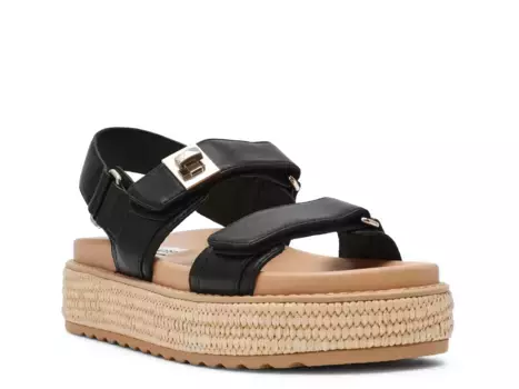 Сандалии Big Mona Platform Steve Madden, Black Leather/Espadrille Platform