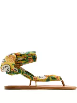 Сандалии Biriba с цветочным принтом и ремешками-шарфами FARM Rio, коричневый