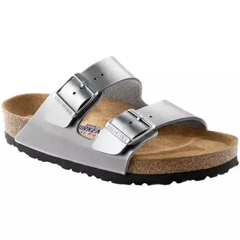 Сандалии Birkenstock Arizona Birko-Flor с мягкой стелькой, серебряный