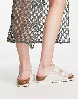 Сандалии Birkenstock Arizona из античной замши белого цвета