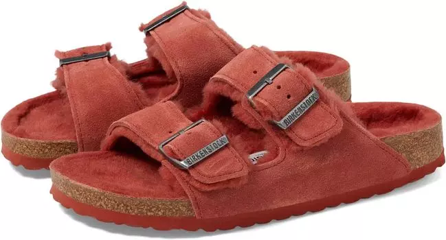 Сандалии Birkenstock Arizona Shearling - Suede, цвет Sienna Red/Sienna Red