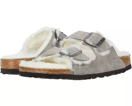 Сандалии Birkenstock Arizona Shearling - Suede, цвет Stone Coin/Natural Suede/Shearling
