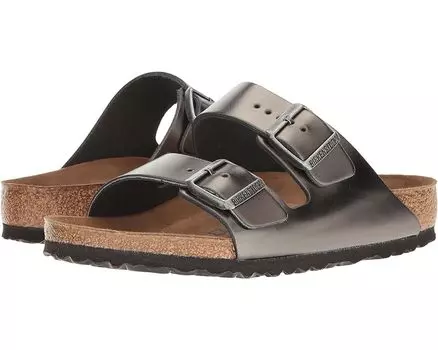 Сандалии Birkenstock Arizona Soft Footbed - Metallic Leather, цвет Metallic Anthracite Leather