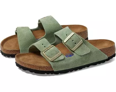 Сандалии Birkenstock Arizona Soft Footbed - Suede, цвет Green Tea