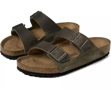 Сандалии Birkenstock Arizona - Suede/Oiled Leather, цвет Thyme