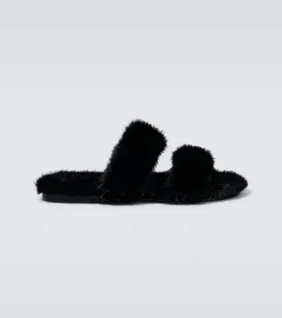 Сандалии Bleach из искусственного меха Saint Laurent, черный