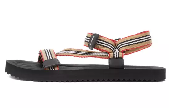 Сандалии Burberry Icon Stripe, бежевый / черный