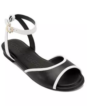 Сандалии CABRIA на плоской подошве с ремешком на щиколотке KARL LAGERFELD PARIS, черный