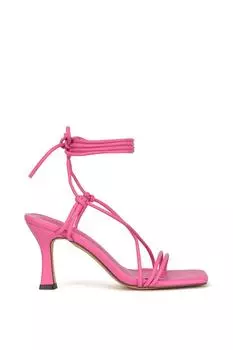 Сандалии Callie на среднем высоком каблуке с квадратным носком и шнуровкой XY London, розовый