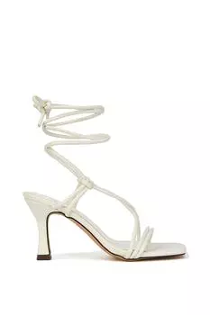 Сандалии Callie на среднем высоком каблуке с квадратным носком и шнуровкой XY London, белый