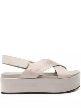 Сандалии Calvin Klein Jeans 55 мм на плоской подошве с открытой пяткой, серый