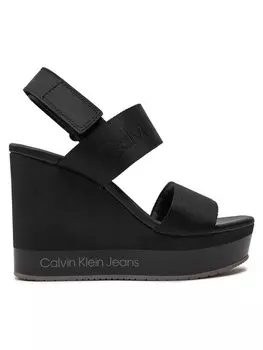 Сандалии Calvin Klein Jeans Wedge Sandal Webbing In Mr YW0YW01360, черный