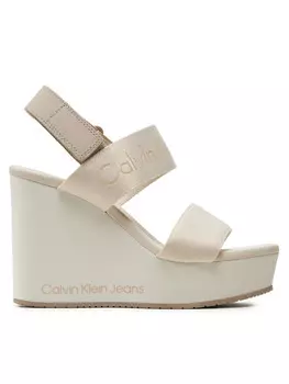 Сандалии Calvin Klein Jeans Wedge Sandal Webbing In Mtl YW0YW01479, экрю