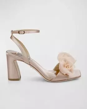 Сандалии Carli с атласным тюлем и розовым ремешком на щиколотке Badgley Mischka, цвет Blush Nude