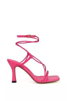 Сандалии Carys на среднем высоком каблуке с квадратным носком и пряжкой на шнуровке на шпильке XY London, розовый