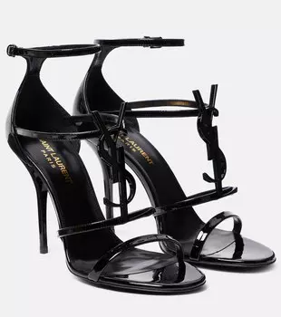 Сандалии Cassandra 100 из лакированной кожи Saint Laurent, черный