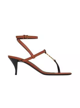 Сандалии Cassandra из гладкой кожи Saint Laurent, коричневый