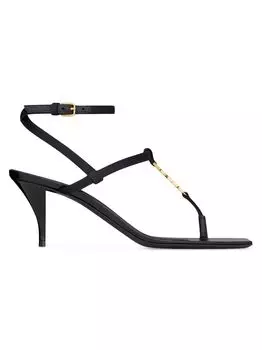 Сандалии Cassandra из шелкового атласа Saint Laurent, нави