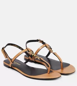 Сандалии Cassandra с ремешками из кожи Saint Laurent, коричневый