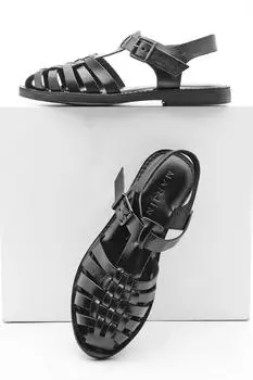 Сандалии - Черный - На плоской подошве Marjin, черный