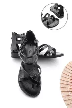 Сандалии - Черный - На плоской подошве Marjin, черный