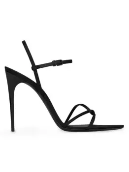 Сандалии Clara из креп-сатина Saint Laurent, черный