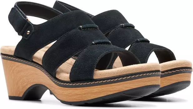 Сандалии Clarks Seannah Glow, цвет Black Suede