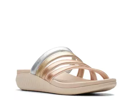 Сандалии Cloudsteppers Glide Wedge Sandal Clarks, цвет multicolor