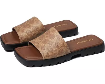 Сандалии COACH Florence, цвет Khaki/Dark Saddle