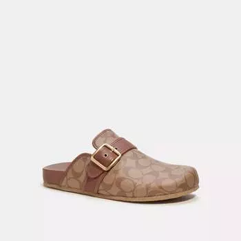 Сандалии Coach Outlet Clog из фирменной парусины, цвет Dark Saddle