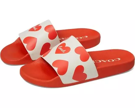 Сандалии COACH Udele Slide, цвет Chalk/Sport Red